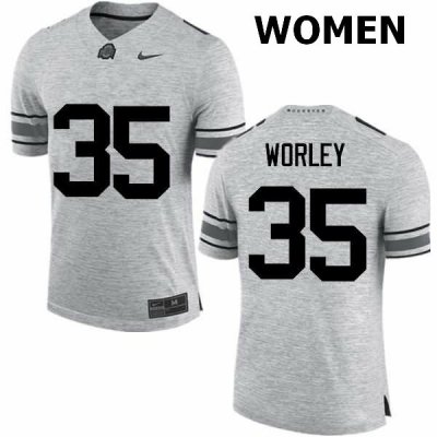 Women's Ohio State Buckeyes #35 Chris Worley Gray Nike NCAA College Football Jersey Official GLD4844AU